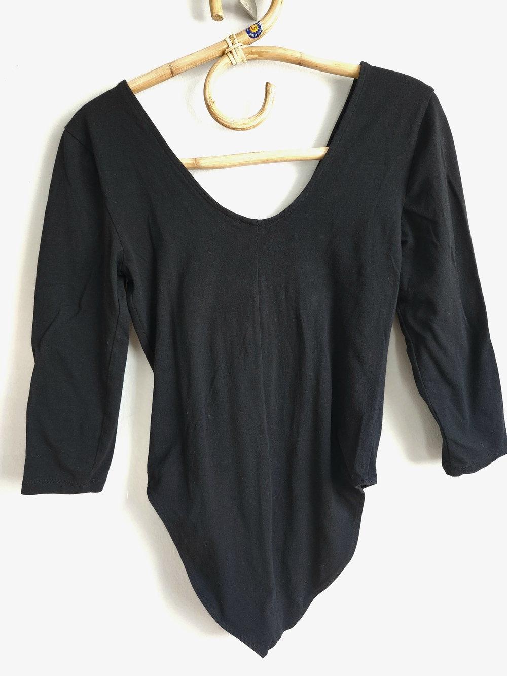 GAP Black Scoop-Back Stretch 3/4 Sleeve Bodysuit Snap Crotch S
